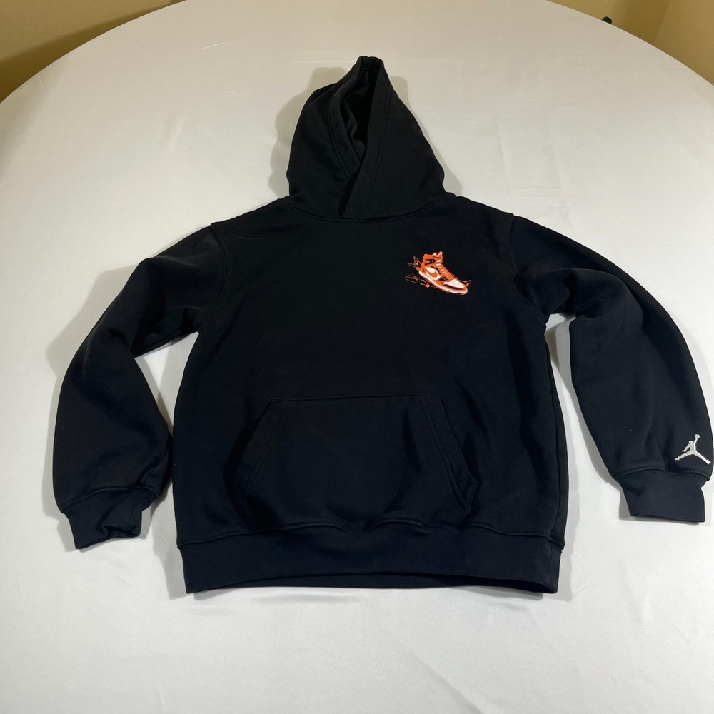 Jordan Boys M Medium 10-12 Black Hoodie Air Jordan Has Landed Graphic Pullover